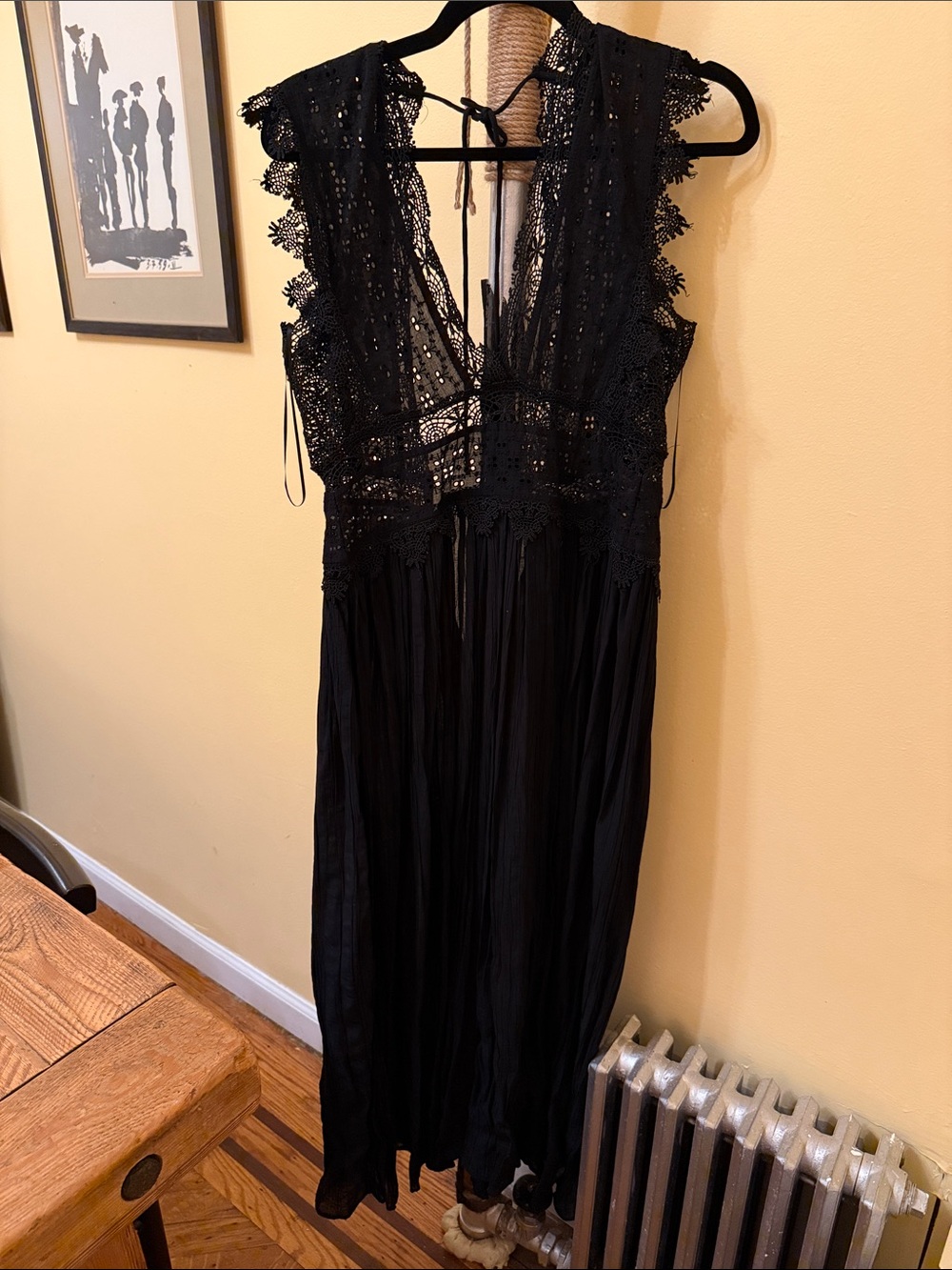 Zara Black Lace V-Neck Maxi Dress